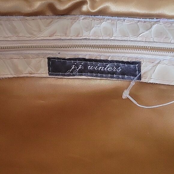 NEW JJ Winters Hilary Duff Kristen Cavallari Clutch Beige Cream Croc Leather - Picture 8 of 16